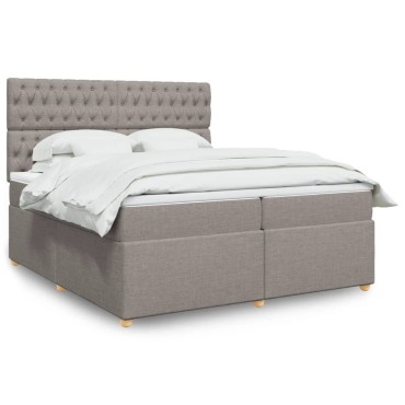 vidaXL Κρεβάτι Boxspring με Στρώμα Taupe 200x200cm Υφασμάτινο 1 τεμ. - Διπλό