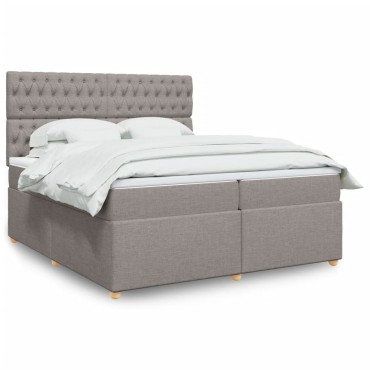 vidaXL Κρεβάτι Boxspring με Στρώμα Taupe 200x200cm Υφασμάτινο 1 τεμ. - Διπλό