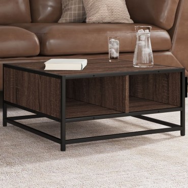 vidaXL Τραπεζάκι Σαλονιού Καφέ Δρυς 60,5x60,5x30cm Επ. Ξύλο&Μέταλλο 1 τεμ.