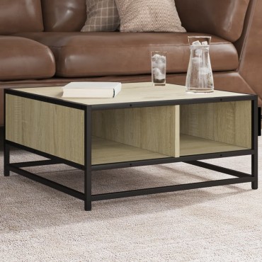 vidaXL Τραπεζάκι Σαλονιού Sonoma Δρυς 60,5x60,5x30cm Επ. Ξύλο/Μέταλλο 1 τεμ.
