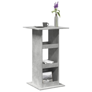 vidaXL Τραπέζι Μπαρ με Ράφια Γκρι Σκυρ. 60x60x102cm Επεξεργ. Ξύλο 1 τεμ.