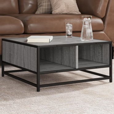 vidaXL Τραπεζάκι Σαλονιού Γκρι Sonoma 60,5x60,5x30cm Επεξ.Ξύλο/Μέταλλο 1 τεμ.