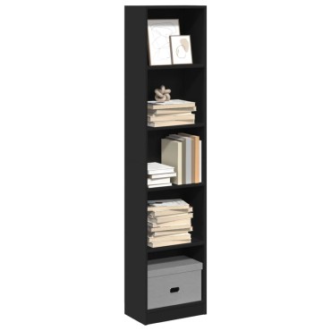 vidaXL Βιβλιοθήκη Μαύρη 40x24x176cm από Επεξεργασμένο Ξύλο 1 τεμ.