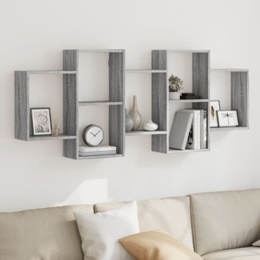 vidaXL Ραφιέρα Τοίχου Γκρι Sonoma 159x18x65cm Επεξεργασμένο Ξύλο 1 τεμ.