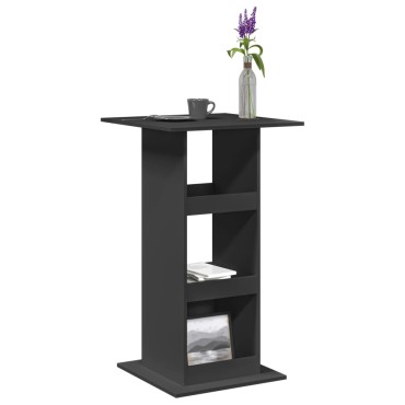 vidaXL Τραπέζι Μπαρ με Ράφια Μαύρο 60x60x102cm Επεξεργ. Ξύλο 1 τεμ.