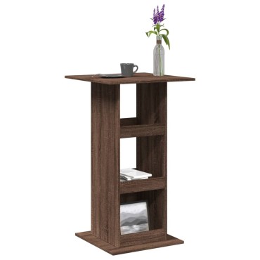 vidaXL Τραπέζι Μπαρ με Ράφια Καφέ Δρυς 60x60x102cm Επεξεργ. Ξύλο 1 τεμ.