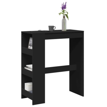 vidaXL Τραπέζι Μπαρ με Ράφια Μαύρο 90x40x103,5cm Επεξεργ. Ξύλο 1 τεμ.