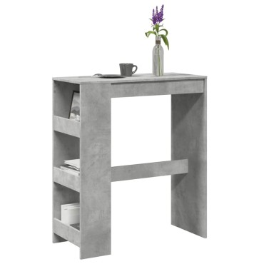 vidaXL Τραπέζι Μπαρ με Ράφια Γκρι Σκυρ. 90x40x103,5cm Επεξεργ. Ξύλο 1 τεμ.