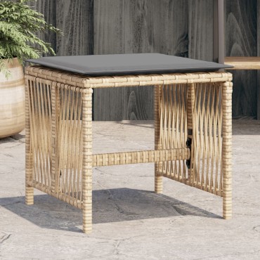 vidaXL Σκαμπό Κήπου 4 τεμ. Μικτό Μπεζ 41x41x36cm Συνθ. Ρατάν+Μαξιλάρια