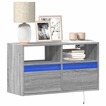 vidaXL Έπιπλο Τοίχου Τηλεόρασης με LED Γκρι Sonoma 80x31x45cm
