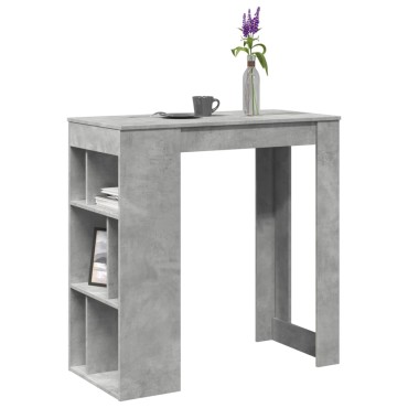 vidaXL Τραπέζι Μπαρ με Ράφια Γκρι Σκυρ 102x50x103,5cm Επεξεργ. Ξύλο 1 τεμ.
