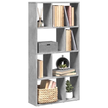 vidaXL Βιβλιοθήκη Γκρι Σκυροδέματος 60x20x120cm Επεξεργ. Ξύλο 1 τεμ.