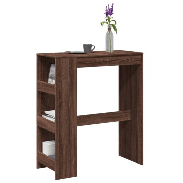 vidaXL Τραπέζι Μπαρ με Ράγες Καφέ Δρυς 90x40x103,5cm Επεξεργ. Ξύλο 1 τεμ.