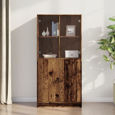 vidaXL Ντουλάπα με Πόρτες Όψη Παλαιού Ξύλου 68x37x142cm Επεξ. Ξύλο 1 τεμ.