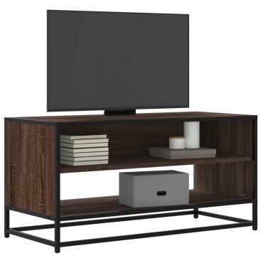 vidaXL Έπιπλο Τηλεόρασης Καφέ Δρυς 91x40x46cm Επεξ. Ξύλο/Μέταλλο