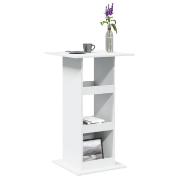 vidaXL Τραπέζι Μπαρ με Ράφια Λευκό 60x60x102cm Επεξεργ. Ξύλο 1 τεμ.