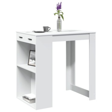 vidaXL Τραπέζι Μπαρ Λευκό 102x70x103,5cm Επεξεργ. Ξύλο 1 τεμ.