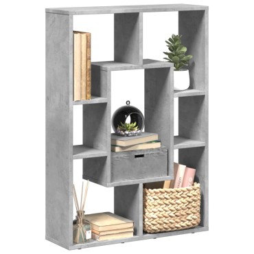 vidaXL Βιβλιοθήκη Γκρι Σκυροδέματος 63x20x90cm Επεξεργ. Ξύλο 1 τεμ.