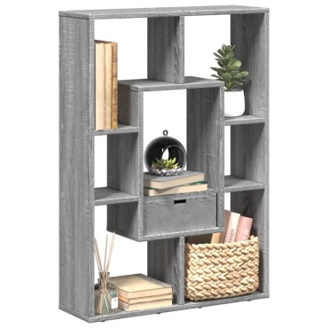 vidaXL Βιβλιοθήκη Γκρι Sonoma 63x20x90cm από Επεξεργ. Ξύλο 1 τεμ.