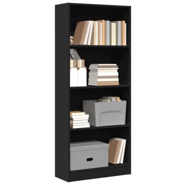 vidaXL Βιβλιοθήκη Μαύρο 60x24x143cm από Επεξεργασμένο Ξύλο 1 τεμ.
