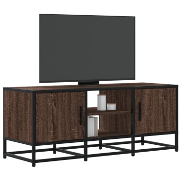 vidaXL Έπιπλο Τηλεόρασης Καφέ Δρυς 100x35x41cm Επεξ. Ξύλο/Μέταλλο