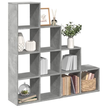 vidaXL Βιβλιοθήκη/Διαχωρ. Χώρου 4 Επ. Γκρι 131,5x29x131,5cm Επ. Ξύλο 1 τεμ.