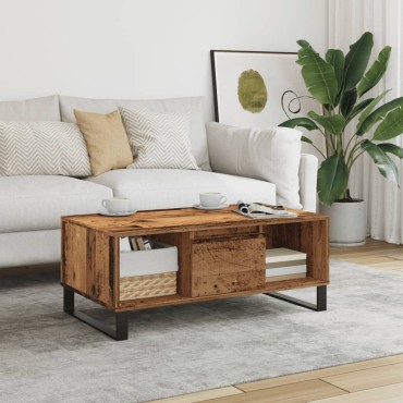 vidaXL Τραπεζάκι Σαλονιού Όψη Παλαιού Ξύλου 90x50x36,5cm Επεξ. Ξύλο 1 τεμ.