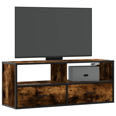 vidaXL Έπιπλο Τηλεόρασης Καπνιστή Δρυς 100x31x39,5cm Επεξ.Ξύλο/Μέταλλο