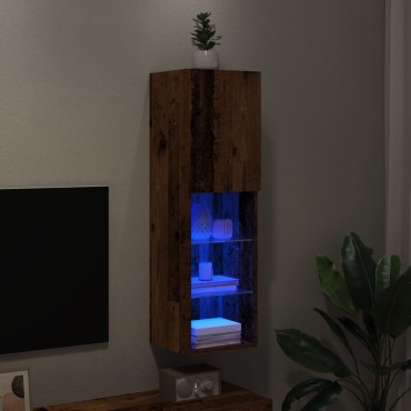vidaXL Έπιπλο Τηλεόρασης με LED Όψη Παλαιού Ξύλου 30,5x30x102cm
