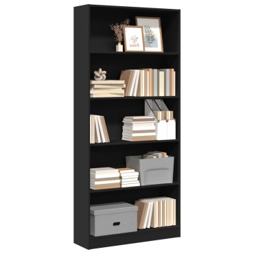 vidaXL Βιβλιοθήκη Μαύρο 80x24x176cm από Επεξεργασμένο Ξύλο 1 τεμ.