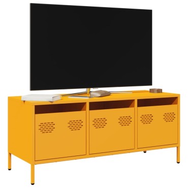 vidaXL Έπιπλο Τηλεόρασης Μουσταρδί 101,5x39x43,5 Ατσάλι Ψυχρής Έλασης 101,5x39x43,5cm