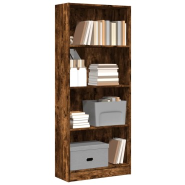 vidaXL Βιβλιοθήκη Καπνιστή Δρυς 60x24x143cm από Επεξεργασμένο Ξύλο 1 τεμ.