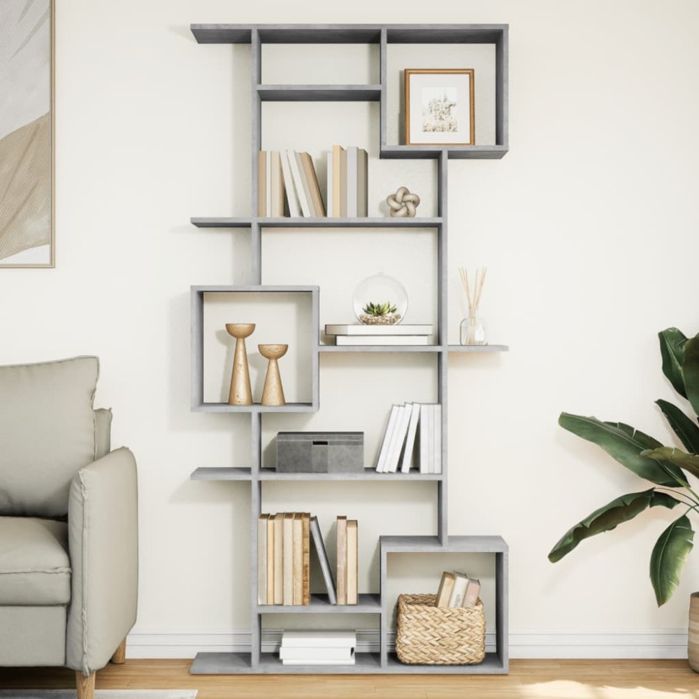 vidaXL Βιβλιοθήκη Γκρι Σκυροδέματος 92x29x188cm Επεξεργασμένο Ξύλο 1 τεμ.