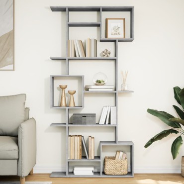 vidaXL Βιβλιοθήκη Γκρι Σκυροδέματος 92x29x188cm Επεξεργασμένο Ξύλο 1 τεμ.