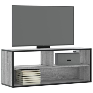 vidaXL Έπιπλο Τηλεόρασης Γκρι Sonoma 100x31x39,5cm Επεξ.Ξύλο/Μέταλλο