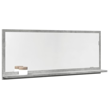 vidaXL Καθρέφτης Μπάνιου Γκρι Σκυροδέματος 90x11x37cm Επεξ. Ξύλο 1 τεμ.