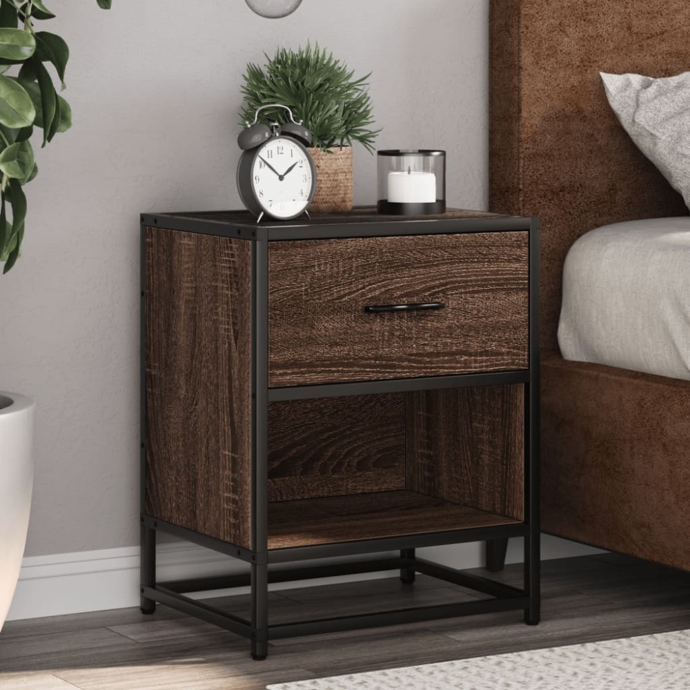 vidaXL Κομοδίνα Καφέ Δρυς 40x31x50cm από Επεξεργασμένο Ξύλο 1 τεμ.