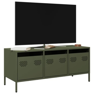 vidaXL Έπιπλο Τηλεόρασης Λαδί 101,5x39x43,5cm Ατσάλι Ψυχρής Έλασης