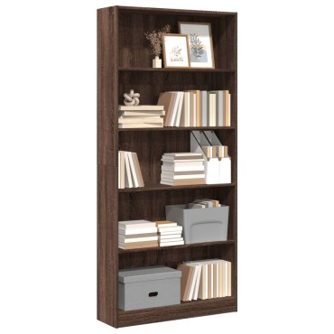 vidaXL Βιβλιοθήκη Καφέ Δρυς 80x24x176cm από Επεξεργασμένο Ξύλο 1 τεμ.