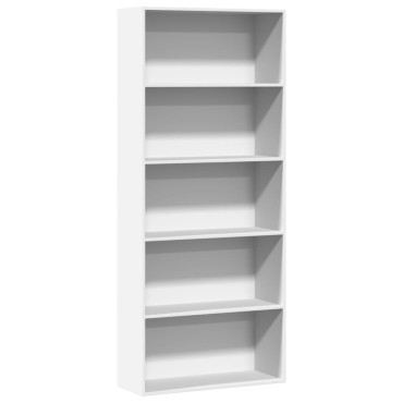vidaXL Βιβλιοθήκη με 5 Ράφια Λευκή 80x30x189cm Επεξεργασμένο Ξύλο 1 τεμ.
