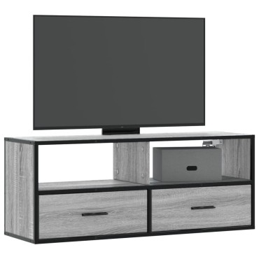 vidaXL Έπιπλο Τηλεόρασης Γκρι Sonoma 100x31x39,5cm Επεξ.Ξύλο/Μέταλλο
