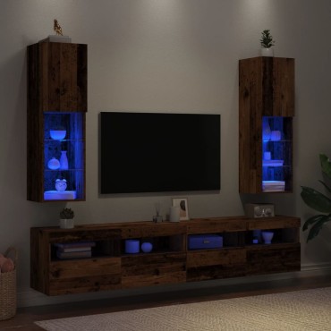 vidaXL Έπιπλο Τηλεόρασης με Φώτα LED 2 τεμ. 30,5x30x102cm