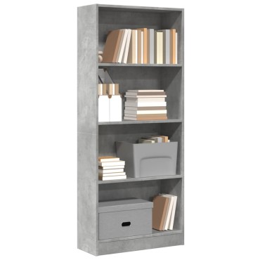 vidaXL Βιβλιοθήκη Γκρι Σκυροδέματος 60x24x143cm Επεξεργ. Ξύλο 1 τεμ.