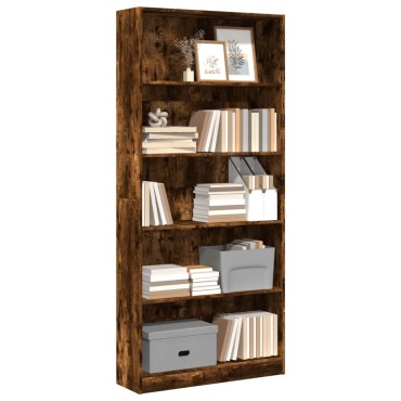 vidaXL Βιβλιοθήκη Καπνιστή Δρυς 80x24x176cm από Επεξεργασμένο Ξύλο 1 τεμ.
