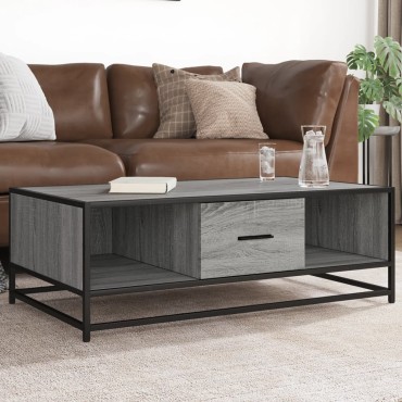 vidaXL Τραπεζάκι Σαλονιού Γκρι Sonoma 100x57x35cm Επεξ Ξύλο + Μέταλλο 1 τεμ.