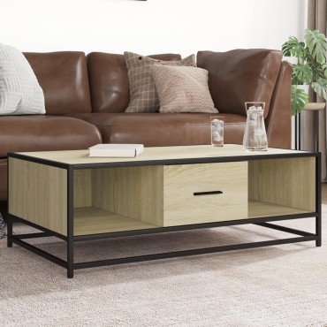 vidaXL Τραπεζάκι Σαλονιού Sonoma Δρυς 100x57x35cm Επεξ. Ξύλο + Μέταλλο 1 τεμ.