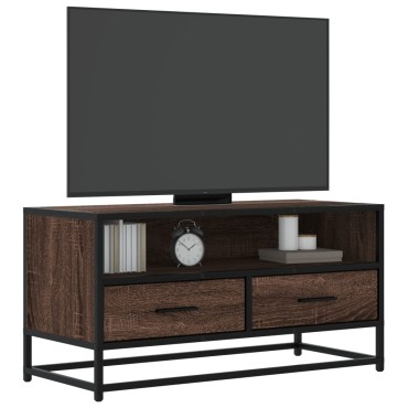 vidaXL Έπιπλο Τηλεόρασης Καφέ Δρυς 80x34,5x40cm Επεξ. Ξύλο/Μέταλλο