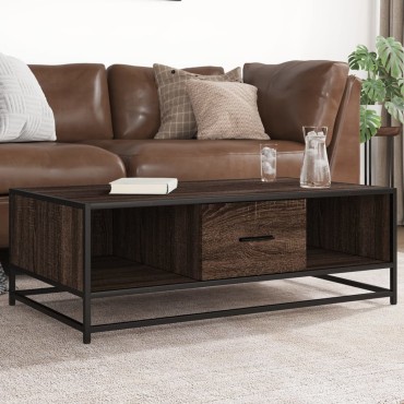 vidaXL Τραπεζάκι Σαλονιού Καφέ Δρυς 100x57x35cm Επεξ. Ξύλο/Μέταλλο 1 τεμ.