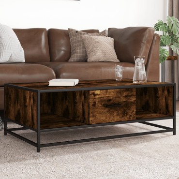 vidaXL Τραπεζάκι Σαλονιού Καπνιστή Δρυς 100x57x35cm Επ. Ξύλο/Μέταλλο 1 τεμ.