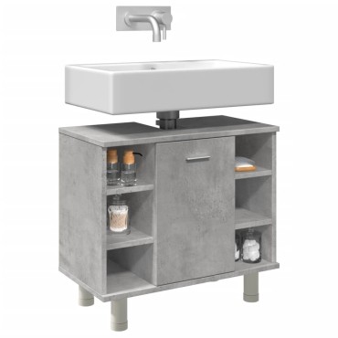 vidaXL Ντουλάπι Νιπτήρα Γκρι Σκυροδέματος 60x32x53,5cm Επεξ. Ξύλο 1 τεμ.